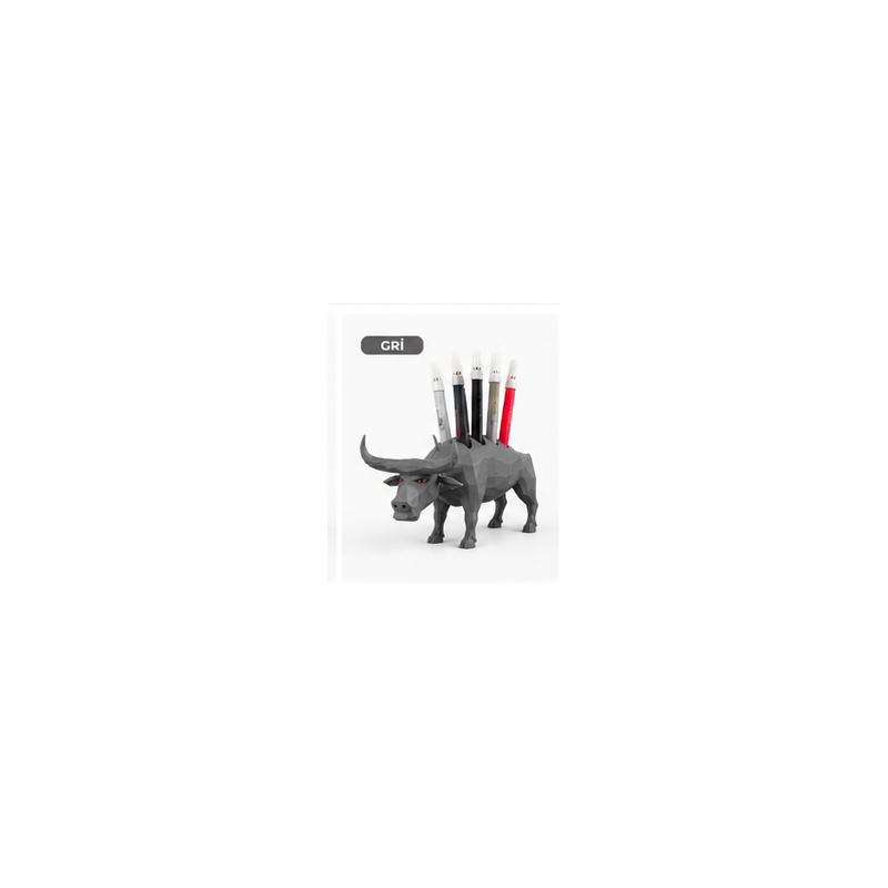 Güç Sembolü Boğa 3D Baskı Kalemlik – Masaüstü Organizer